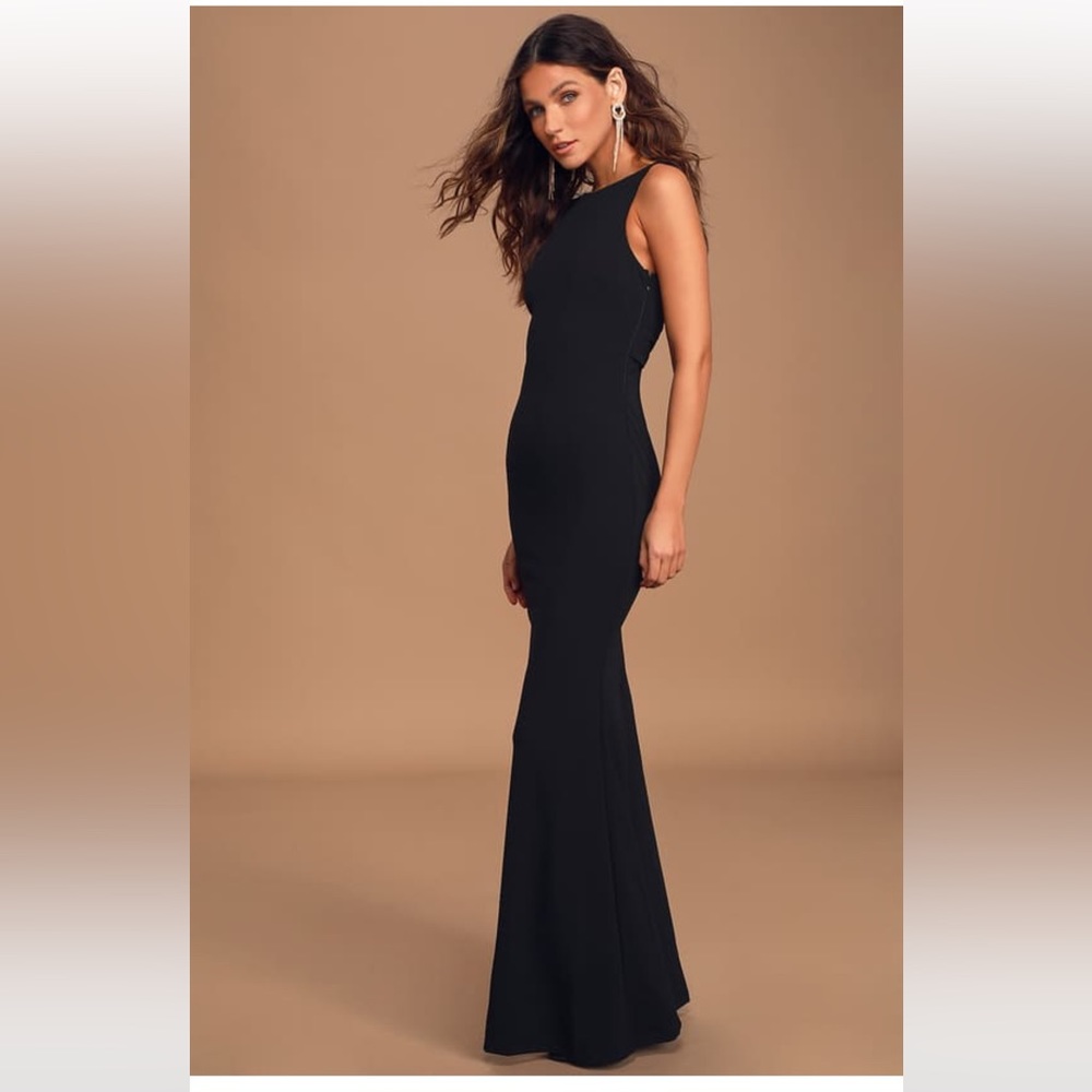 Lulus Love In Your Eyes Black Knotted Mermaid Maxi Dress